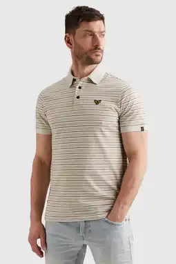 Wehkamp PME Legend regular fit gestreepte polo - ecru aanbieding
