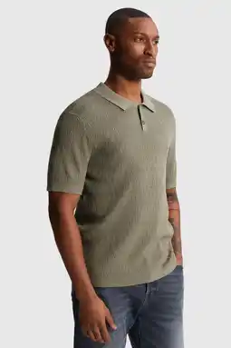 Wehkamp Cast Iron regular fit gebreide polo - groen aanbieding