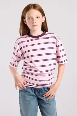 Wehkamp America Today gestreept T-shirt - roze aanbieding