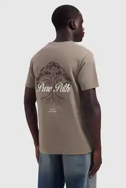 Wehkamp Pure Path regular fit T-shirt met backprint - taupe aanbieding