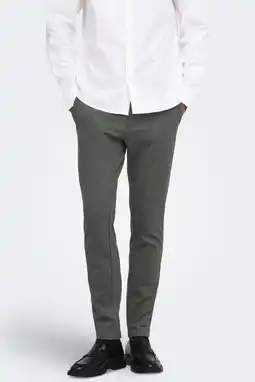 Wehkamp ONLY & SONS slim fit gemêleerde chino - donkergroen aanbieding