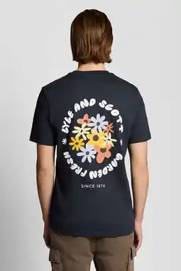 Wehkamp Lyle & Scott regular T-shirt met backprint donkerblauw aanbieding