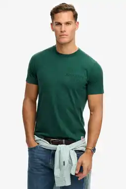 Wehkamp Superdry regular fit T-shirt met logo - groen aanbieding