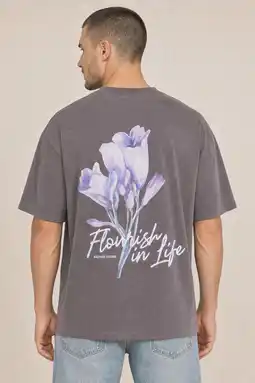 Wehkamp Kultivate oversized T-shirt met backprint - donkergrijs aanbieding