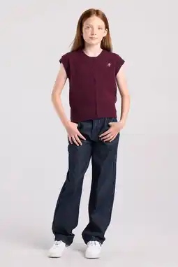 Wehkamp America Today gebreid vest met borduursels - donkerrood aanbieding