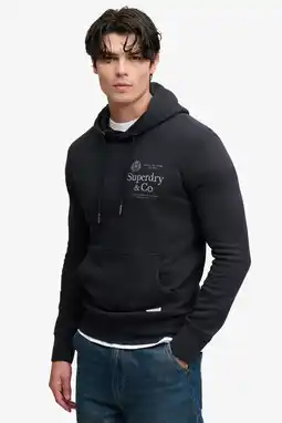 Wehkamp Superdry 1954 COMPANY RELAXED HOOD regular fit hoodie met logo - donkerblauw aanbieding