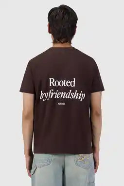 Wehkamp Pure Path regular fit T-shirt met backprint - donkerbruin aanbieding