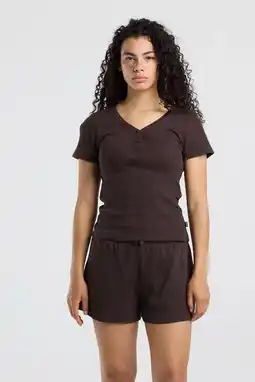 Wehkamp America Today pyjamashort - donkerbruin aanbieding