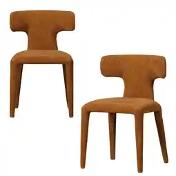 Wehkamp WOOOD Permit Eetkamerstoelen - Leerlook - Cognac - Set van 2 aanbieding