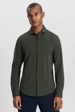 Wehkamp Dstrezzed casual overhemd jersey donkergroen aanbieding