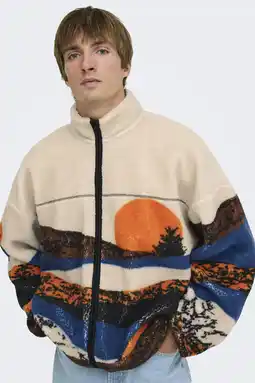 Wehkamp ONLY & SONS fleecevest met print - moonbeam aanbieding