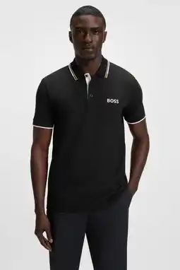 Wehkamp BOSS slim fit polo Paddy Pro met contrastbies black aanbieding