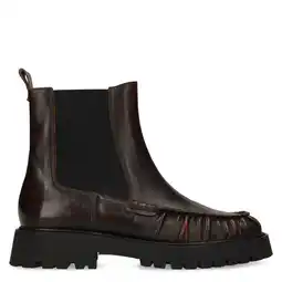 Wehkamp Manfield leren chelsea boots met profielzool - bruin aanbieding