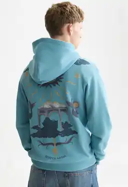 Wehkamp Scotch & Soda regular fit hoodie met backprint - blauw aanbieding