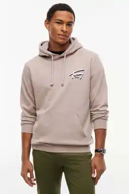 Wehkamp Tommy Jeans regular fit hoodie met logo - limestone dust aanbieding