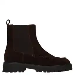 Wehkamp Manfield suède chelsea boots met profielzool - bruin aanbieding