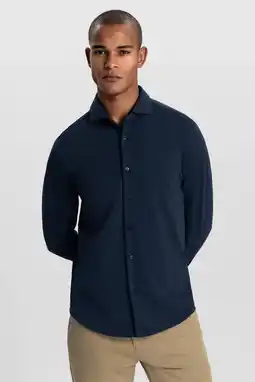 Wehkamp Dstrezzed casual overhemd jersey donkerblauw aanbieding