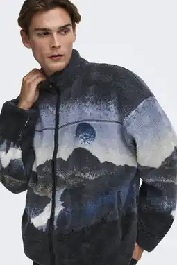 Wehkamp ONLY & SONS fleecevest met print - donkerblauw aanbieding