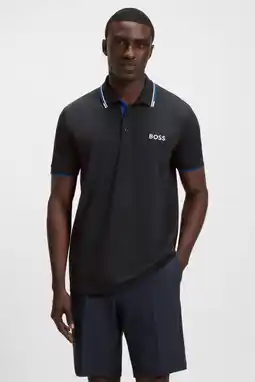 Wehkamp BOSS slim fit polo Paddy Pro met contrastbies dark blue aanbieding