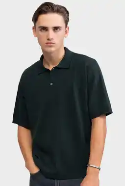 Wehkamp Redefined Rebel oversized gebreide polo - donkergroen aanbieding