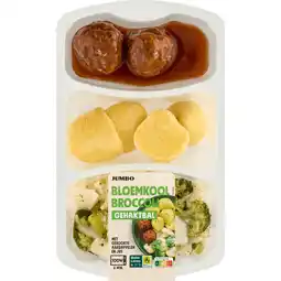 Jumbo Jumbo Bloemkool Broccoli Gehaktbal met Gekookte Aardappelen en Jus 500 g aanbieding