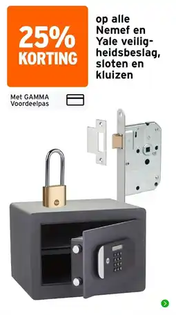 GAMMA Nemef en Yale veiligheidsbeslag, sloten en kluizen aanbieding