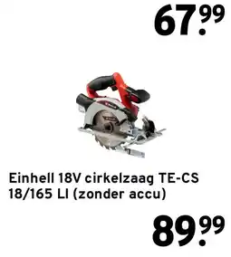 GAMMA Einhell 18V cirkelzaag TE-CS 18/165 LI (zonder accu) aanbieding