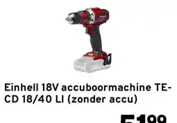 GAMMA Einhell 18V accuboormachine TE-CD 18/40 LI aanbieding