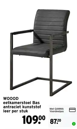 GAMMA woood eetkamerstoel bas antraciet kunststof leer per stuk aanbieding