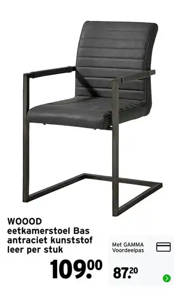 GAMMA woood eetkamerstoel bas antraciet kunststof leer per stuk aanbieding