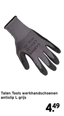GAMMA Talen Tools werkhandschoenen antislip L grijs aanbieding