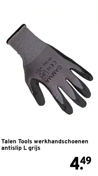 GAMMA Talen Tools werkhandschoenen antislip L grijs aanbieding