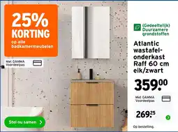 GAMMA Atlantic wastafel-onderkast Raff 60 cm eik/zwart aanbieding