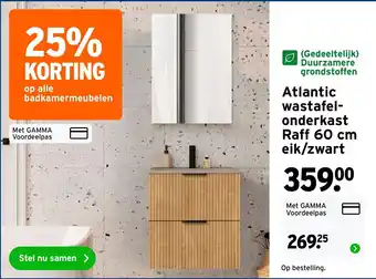 GAMMA Atlantic wastafel-onderkast Raff 60 cm eik/zwart aanbieding