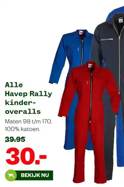 Welkoop Havep Rally kinder-Ooveralls aanbieding