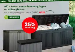 Welkoop Keter containerbergingen en opbergboxen aanbieding