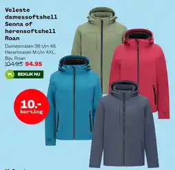 Welkoop Veleste damessoftshell Senna of herensoftshell Roan aanbieding