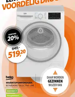 Expert beko warmtepompdroger b5t68243w2 selective line aanbieding