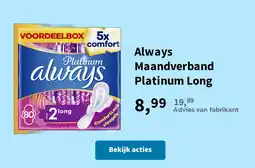 Plein.nl Always Maandverband Platinum Long aanbieding