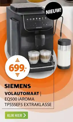 Expert Siemens Volautomaat EQ500 iAroma TP555EF5 Extraklasse aanbieding