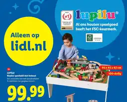 Lidl Alle Lupilu Houten speeltafel met treinset aanbieding