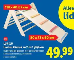 Lidl Alle LUPILU Houten klimrek en 2-in-1 glijbaan aanbieding