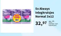 Plein.nl Always Inlegkruisjes aanbieding