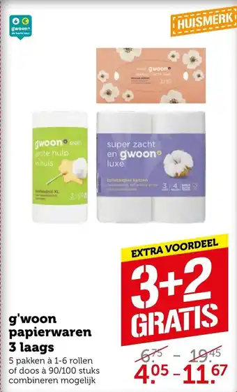 Coop G'woon papierwaren 3 laags aanbieding