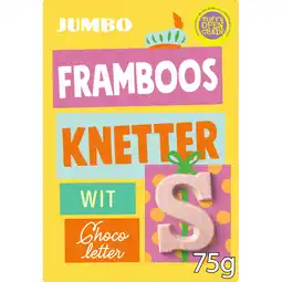 Jumbo Jumbo Chocoletter S Framboos Knetter Wit 75 g aanbieding
