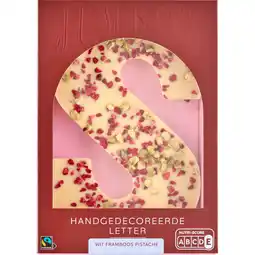 Jumbo Jumbo's Chocoladeletter Wit Framboos Pistache 200 g aanbieding