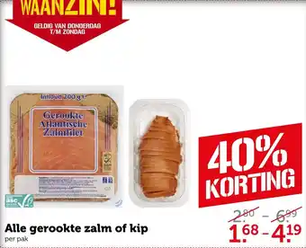 Coop Alle gerookte zalm of kip aanbieding