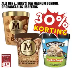 De Boerenschuur magnum, ben & jerry's of crackables ijsbekers aanbieding