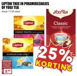 De Boerenschuur Lipton thee in piramidezakjes of yogi tea aanbieding