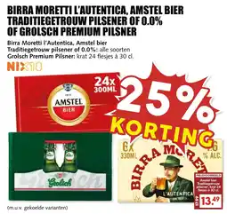 De Boerenschuur birra moretti l'autentica, amstel bier traditiegetrouw pilsener of 0.0% of grolsch premium pilsner aanbieding